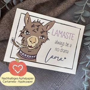 Lamaste geen drama Lama | Kaart Alpaca | Wenskaart dieren | grappige wenskaarten | duurzaam geproduceerde appelpapier ansichtkaart dierenliefde