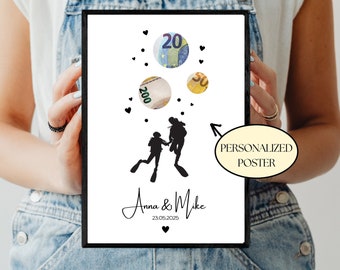 Taucher Hochzeit Geldgeschenk | Digitales Produkt | Sofort-Ausdruck | Last-Minute-Hochzeitsgeschenk | Hochzeit Unterwasser | Diver Wedding