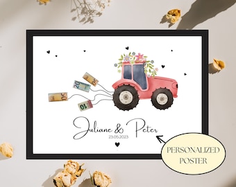 Personalized money gift country wedding wedding | DIY Wedding Money Gift | Digital product | Wedding poster tractor | Peasant wedding