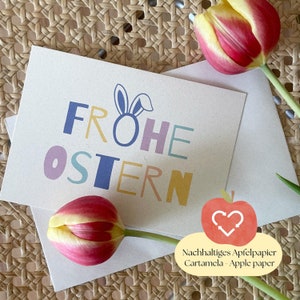 Biglietto di auguri di Buona Pasqua | Biglietto di Pasqua | Buona Pasqua dolce coniglietto | Mappa Pasqua | cartolina di carta di mele prodotta in modo sostenibile