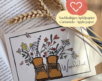 Wanderlust Wenskaart | Kaart Bergliebe| Wenskaart bergen Zuid-Tirol | Kaart Wandelschoenen | duurzaam geproduceerde appelpapier ansichtkaart