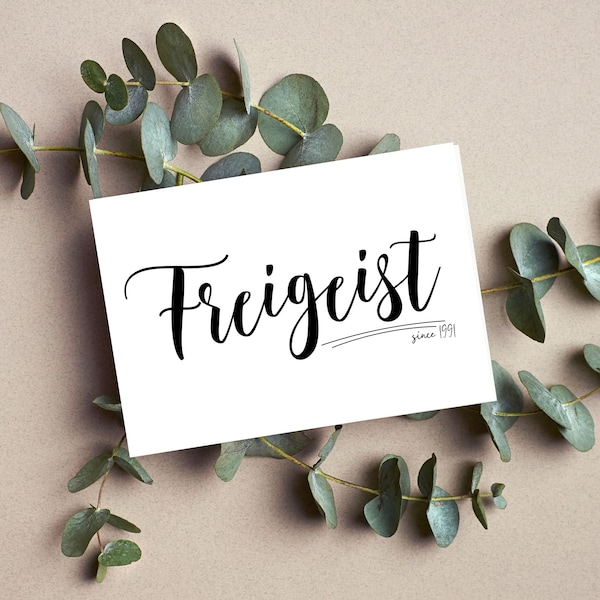 Freigeist Since personalized poster |  Digital Product | Letter Art | Handlettering Canvas Print | Mural Beautiful words |  Boho