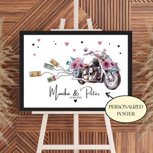 Personalisiertes Geldgeschenk Motorrad Hochzeit | DIY Harley Wedding Gift | Digitales Produkt | Harley Davidson Hochzeitsposter