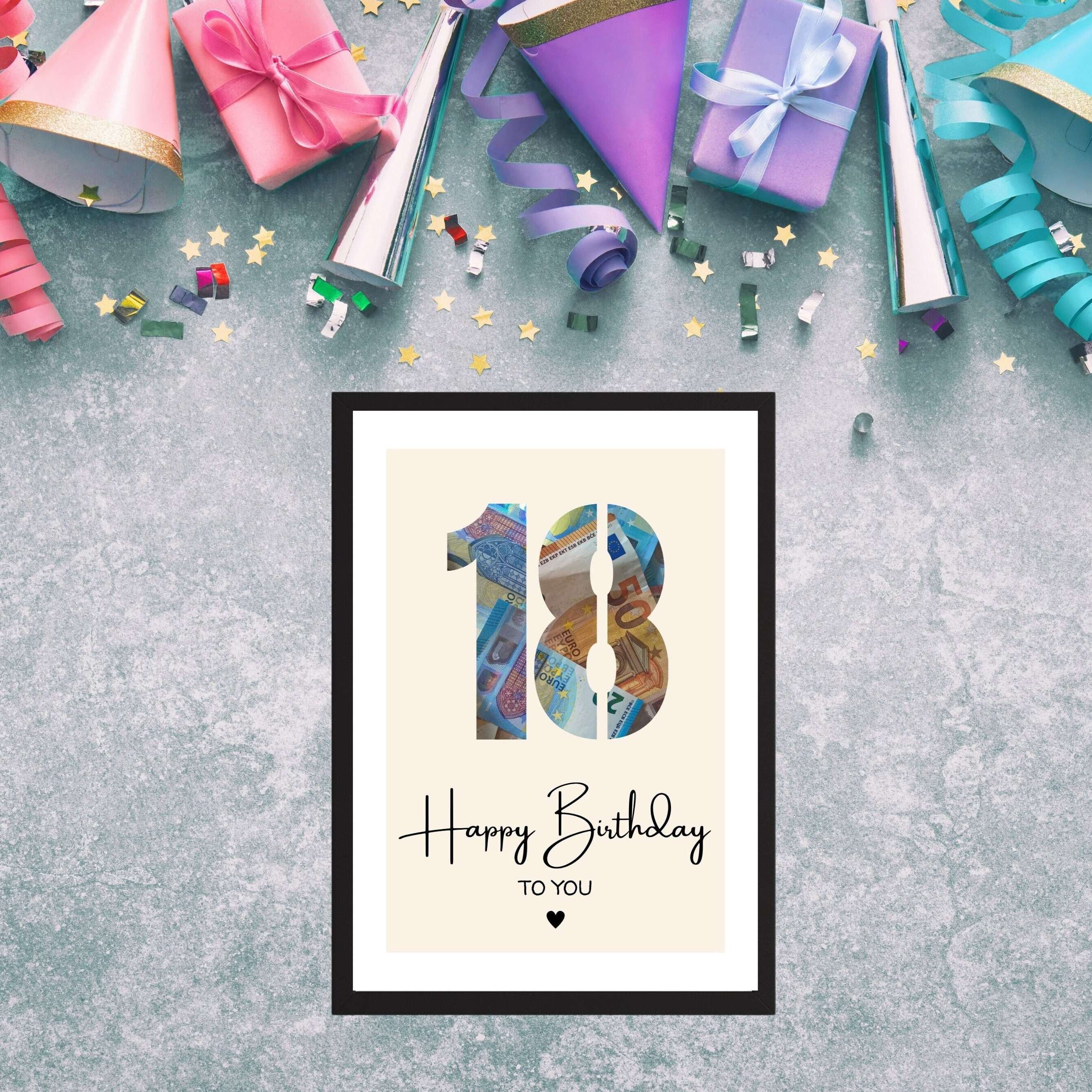 18 Geburtstag Geldgeschenk DIY Achtzehnter Geburtstagsposter Digitales