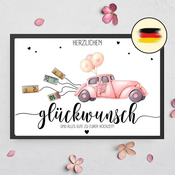 car money gift wedding | DIY Wedding Gifts | Digital Product | Last Minute Wedding Gift | Just Married | wedding poster