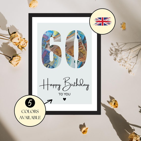 60th Birthday Money Gift Round Birthday DIY Birthday Poster