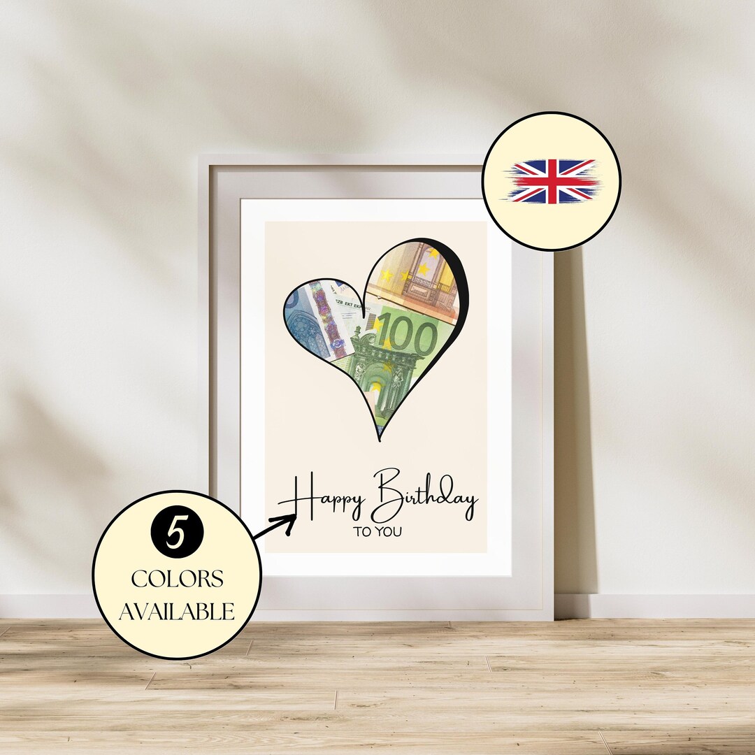 Happy Birthday Money Geldgeschenk Englisch DIY Geburtstagsposter
