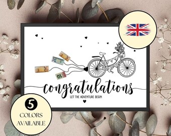 Bicycle wedding cash gift | DIY wedding gift | Digital product | Last minute wedding gift | Boho cash gift | Wedding poster