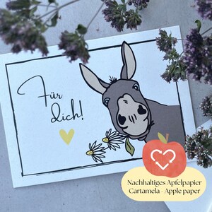 Per te biglietto d'auguri a forma di asino | Carta Asino Amore | Congratulazioni | Carta Bambini carino | cartolina animale di carta mela prodotta in modo sostenibile