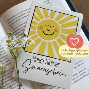 Bonjour petit soleil, carte de vœux | Carte de naissance pour bébé | Carte d'anniversaire pour enfants | carte postale en papier pomme produite de manière durable