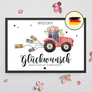 Country wedding wedding cash gift | Farmer&#39;s wedding | Digital product | Last minute wedding gift | Wedding poster tractor farm