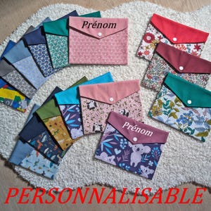 Pochette de rangement pour serviette de cantine, Pochette enfant personnalisable