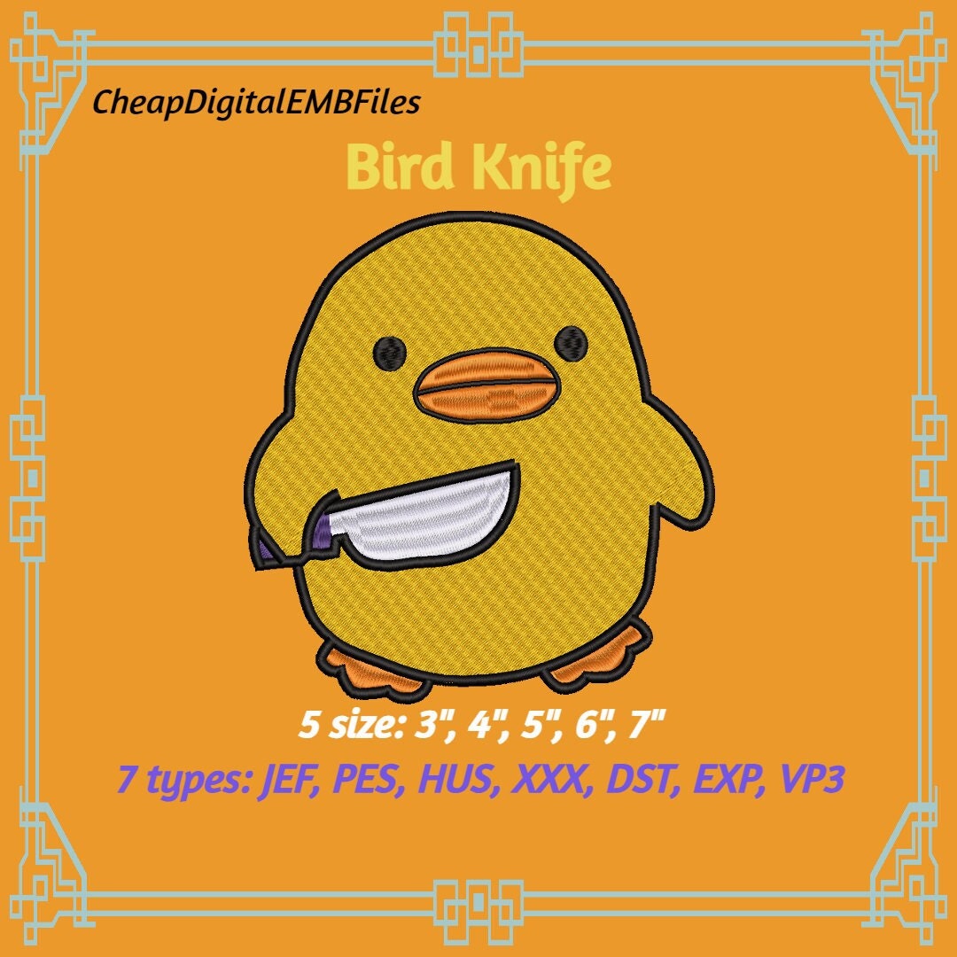Duck Holding Knife Machine Embroidery Design Cute Duck Embroidery Files