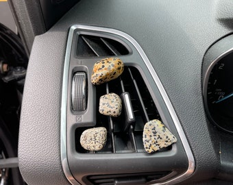 Tumbled Dalmatian Jasper Car Vent Clip