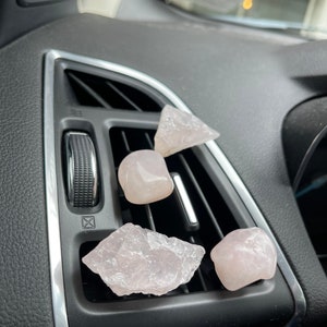 Raw/Tumbled Rose Quartz Car Vent Clips
