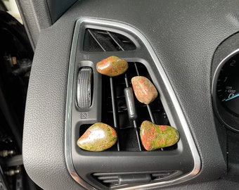Tumbled Unakite Car Vent Clip