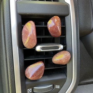 Tumbled Pink Aventurine/Gold Stone Car Vent Clip