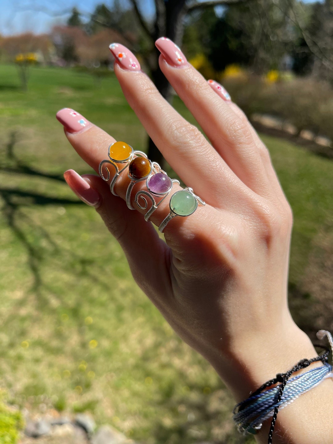 Wire Rings Tiktok Crystal Rings Wire Rings Tiktok Bead Rings