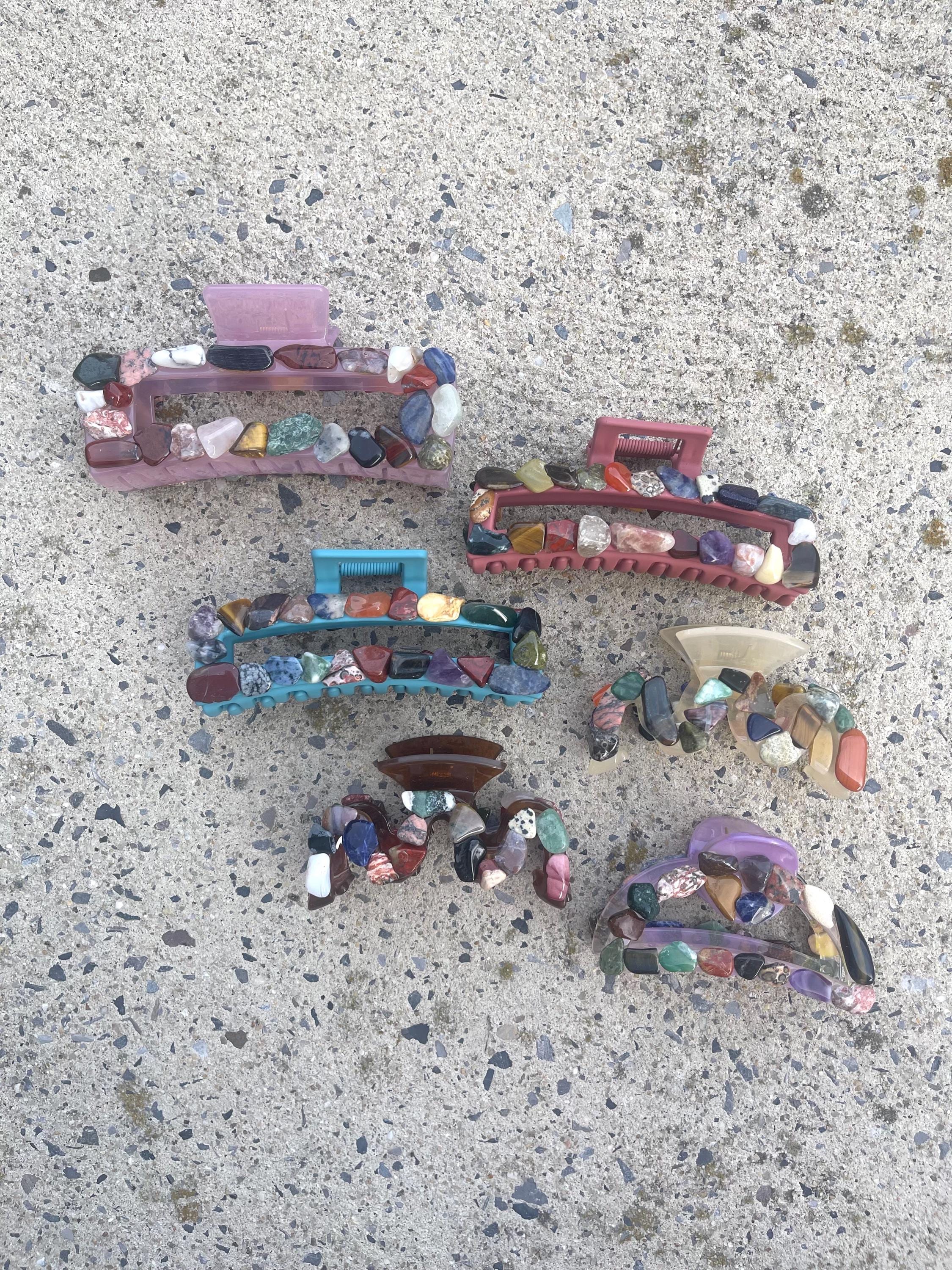 Gemstone Hair Claw Clips