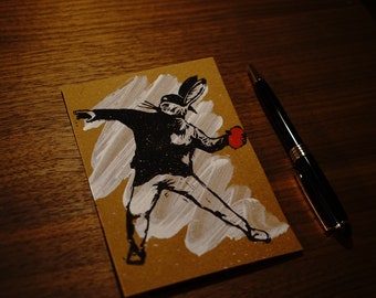 Linolschnitt-Postkarte "Banksy Bunny"