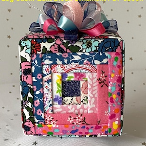 Tutorial Ornamento a blocchi per trapunta Log Cabin, istruzioni in PDF, download immediato, ornamento fai da te senza cuciture, tutorial per ornamento fatto a mano, modello per quilter