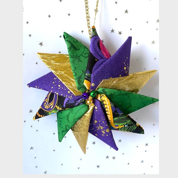 Mardi Gras Ornament, Mardi Gras Pinwheel, New Orleans Decor, Purple Green Gold door knob accent, Carnival tree decorating, Fleur de lis