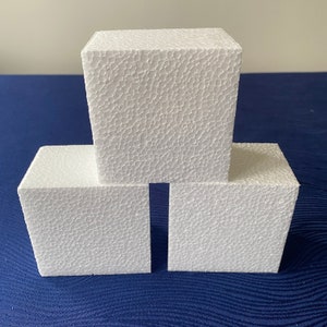Foam block 3", Smooth soft polystyrene 3" x 3" x 2" cube,  Square foam, Craft supplies for handmade gifts, No sew ornaments