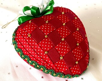 Strawberry decor, Berry ornament or bowl filler, Tiered tray accent, Farmhouse kitchen decor, Strawberry season