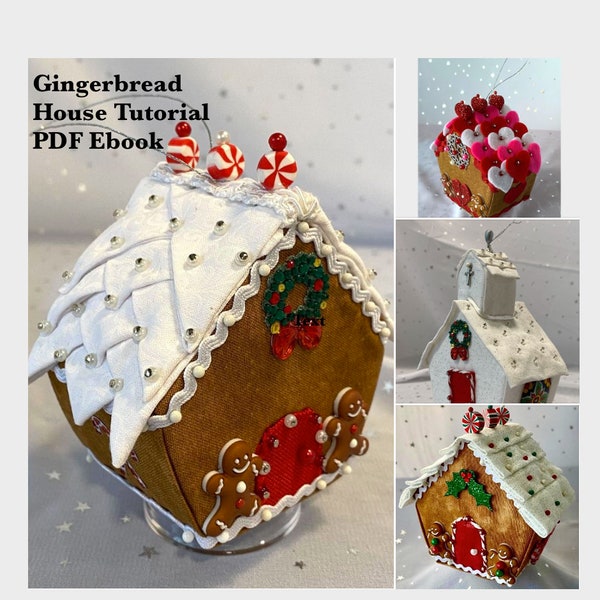 Tutorial Gingerbread House, Gingerbread house ornament PDF instructions, Instant download, DIY no sew ornament, Ornament tutorial handmade