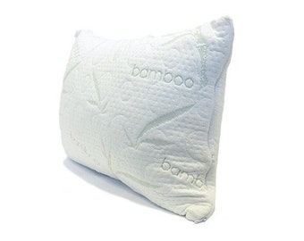 Bamboo Memory Foam Travel Pillow, Machine Washable Cover, Premium Memory Foam Filling