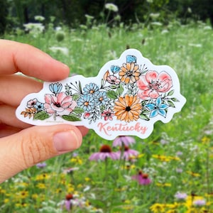 Floral Kentucky Waterproof Vinyl Sticker