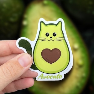 Avocato Sticker, Cute Cat Avocado Sticker, Avocado Decal, Water bottle Avocado Sticker, Cat sticker