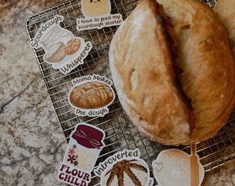 Sourdough Starter Waterproof Sticker Set of 7