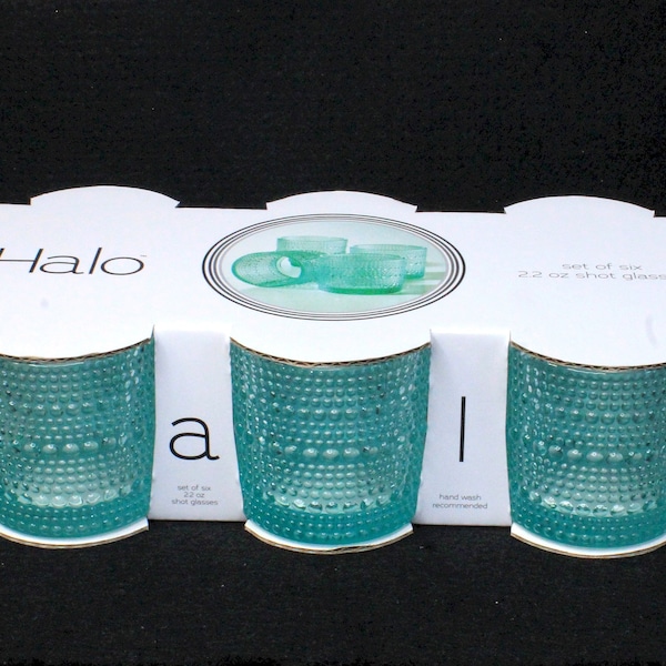 Halo Home 6-Pack 2.2 oz Turquoise Hobnail Shot Glasses - New