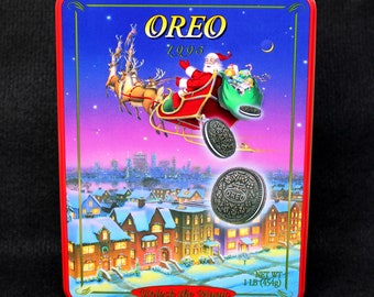 Vintage Nabisco OREO 1995 Christmas Holiday Unlock The Magic Collectible Tin Container