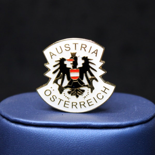 Austria Osterreich Eagle Crest Souvenir Gold Tone Metal Lapel Pin