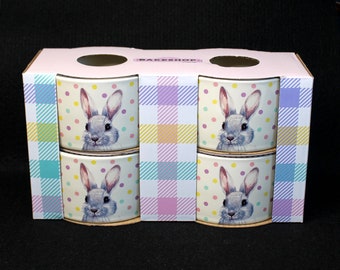 The Bakeshop Set of 4 Ceramic Easter Bunny Rabbit Ramekins - New