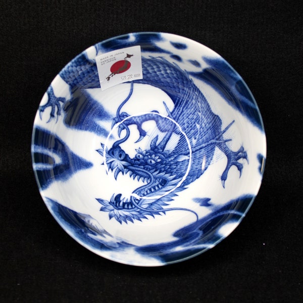 Blue & White DRAGON 5.75" Japanese Porcelain Rice Soup Ramen Noodle Bowl