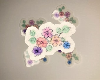 Pegatina de flores transparente