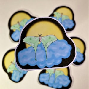 Luna Moth Moon Sticker