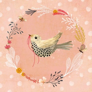 Bird Romance Wreath Paper Napkins for Decoupage and other Crafts