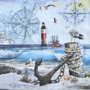 Anchor, Sea and Light House Paper Napkins for Decoupage and other Crafts
