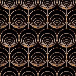 Golden Circles on Black Background Paper Napkins for Decoupage and other Crafts