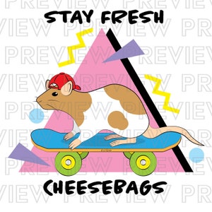 Torebki z serem Stay fresh | PNG | JPG | SVG | projekt | estetyka lat 90. | śmieszne