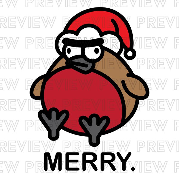Merry robin | PNG | JPG | SVG | design | Christmas | birb | Kawaii | cute | borb | bird
