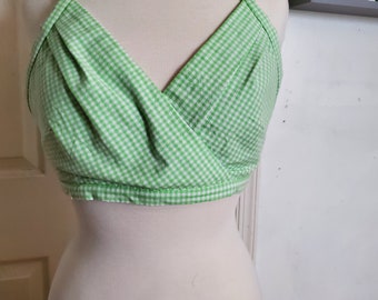 1950's Inspire Gingham Halter Crop Top