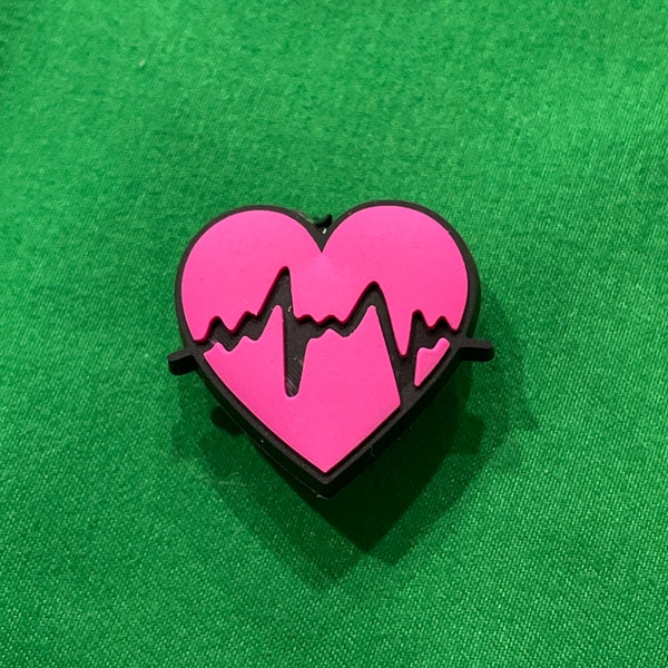 Hot pink heartbeat Heart shoe charm