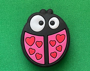 Heart Lady Bug Shoe Charm