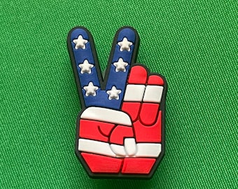 American flag peace sign shoe charm