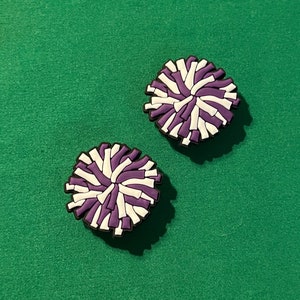 Purple Cheer Cheerleading Pom Pom Shoe Charm Set